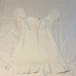 White Ruffle Sleeve Dress